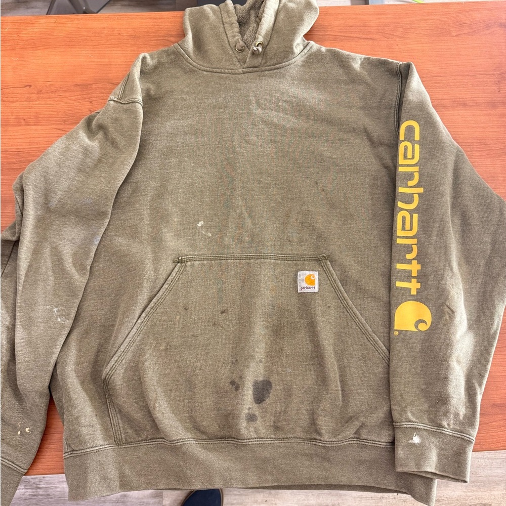 Carhartt Green Sweatshirt with Yellow Accents